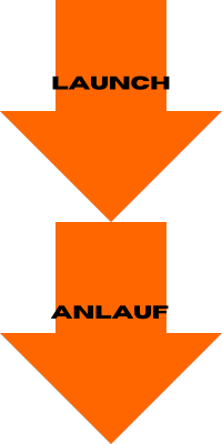 Lauch und Anlauf Zwei Pfeile zeigen die nächsten Schritte im Produktlebenszyklus: Launch und Anlauf